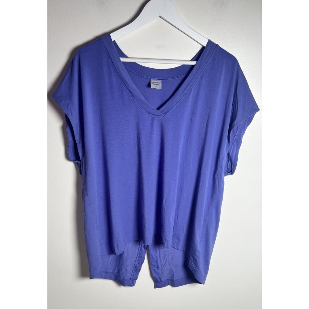 Athleta Essence Away From Body Purple Womens XL Workout Gym Yoga Stretch Tee EUC